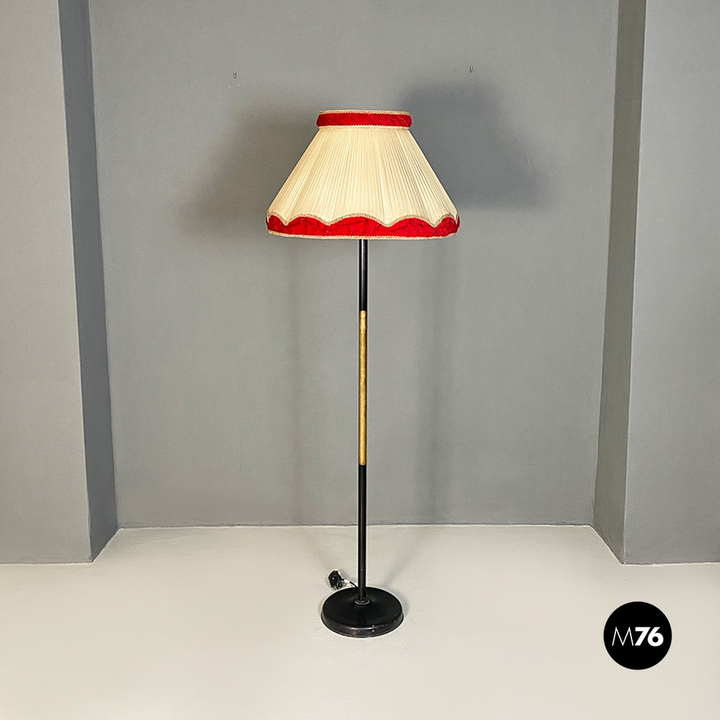 Lampada da terra con paralume in tessuto,  1940 ca.