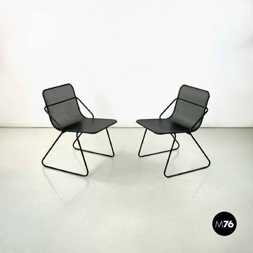 [2320003939] Sedie in metallo nero, 1980s