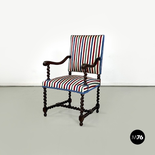 [2320004034] Sedia in legno e tessuto, primi del 1900 ca.