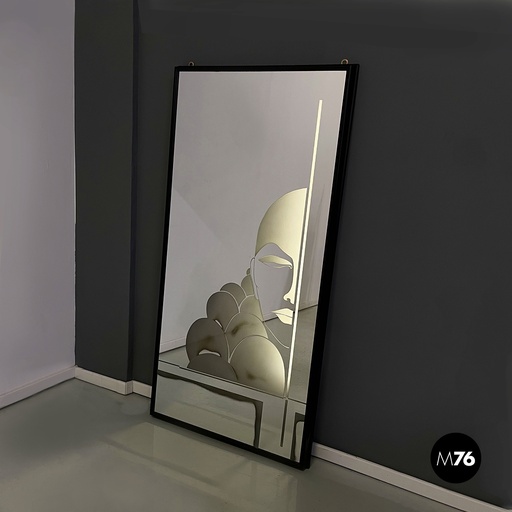 [2320004049] Specchio da parete retroilluminato con volto, 1950 ca. 