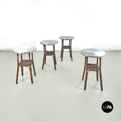 [2320004082] Tavoli da caffè in bamboo e alluminio, 1960 ca. 