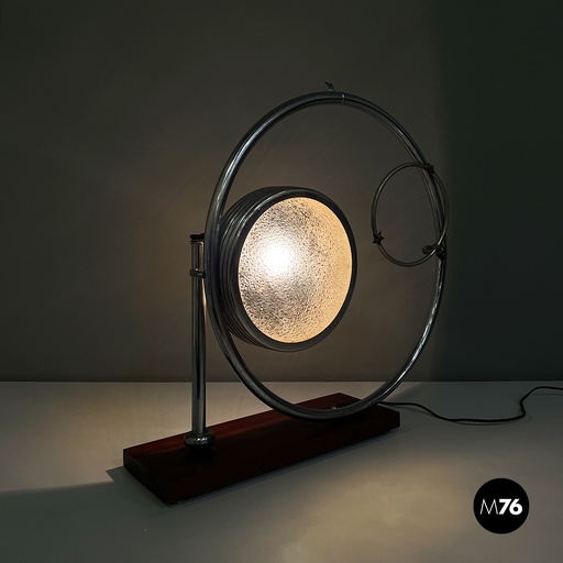 [2320004380] Lampada da tavolo in vetro e metallo, 1980 ca.