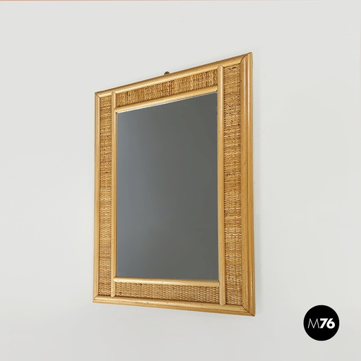 [2420004771] Specchio da parete in rattan, 1960 ca.