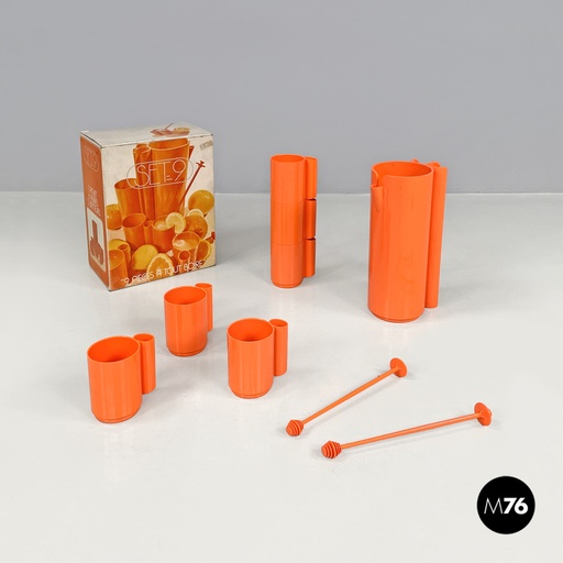 [2420004930] Servizio di bicchieri e brocca Orangeade di Jean Pierre Vitrac per Bourbon,  1970 ca.