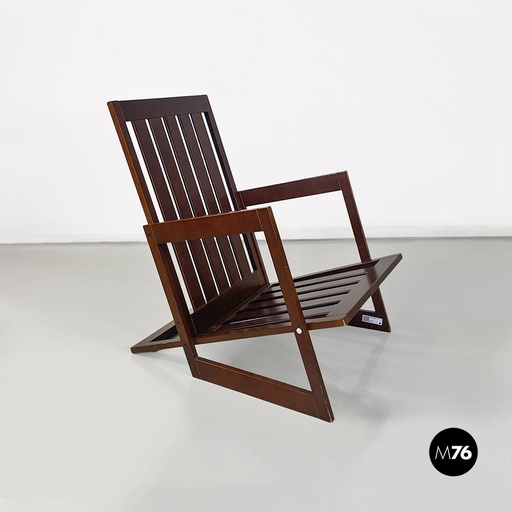 [2220001329] Poltrona a listelli di legno, 1980 ca.