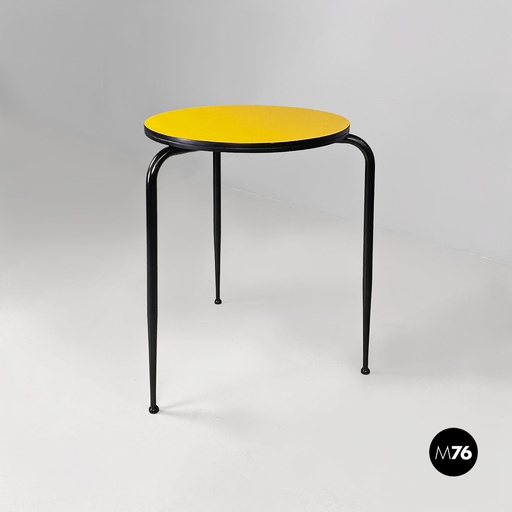 [2420005112] Tavolo da bar in laminato giallo e metallo nero, 1950 ca.