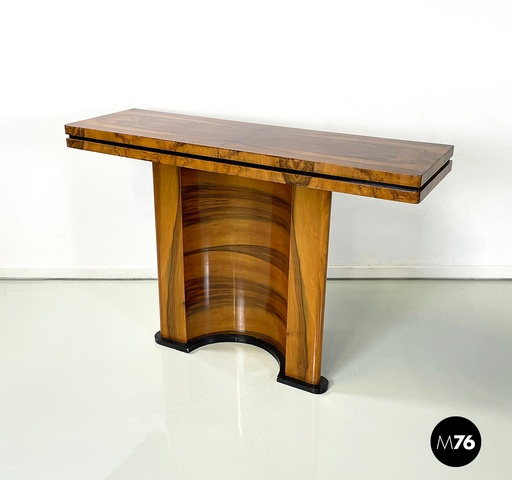 [2420004848] Consolle in legno naturale e nero, 1970 ca.