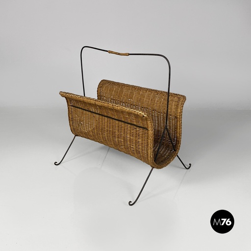 [2220001473] Portariviste in rattan e metallo, 1970 ca. 