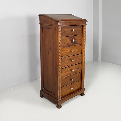 [2520005865] Cassettiera con leggio in legno, 1800 ca.