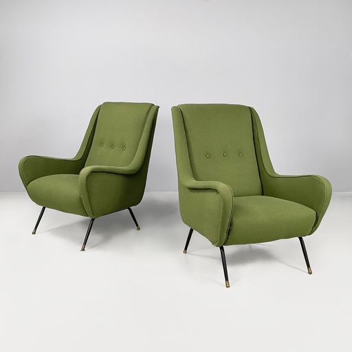 [2520005939] Poltrone in tessuto verde, 1950 ca.