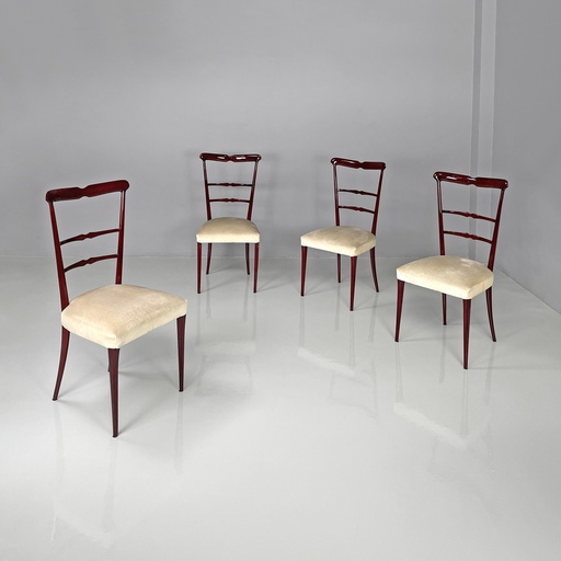 [2520005982] Sedie in legno laccato rosso scuro, 1970 ca.