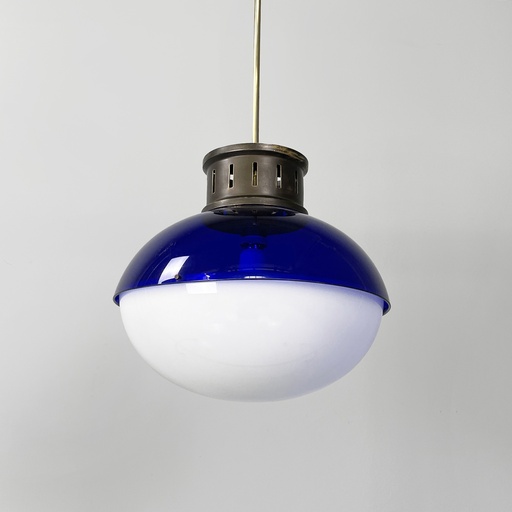 [2520006027] Lampadario in plexiglass blue e bianco, 1970 ca.