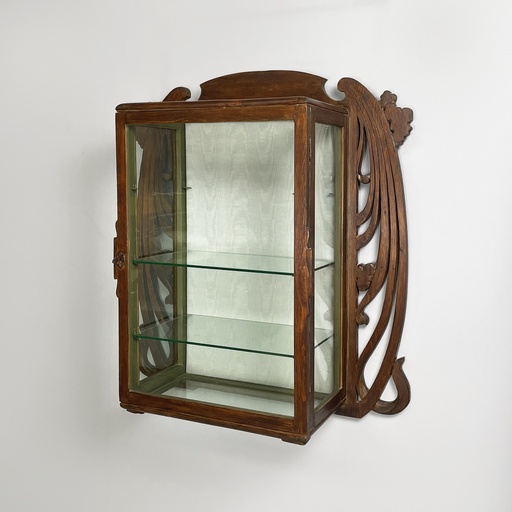 [2520006095] Vetrina da parete in legno e vetro, inizio 1900 ca.