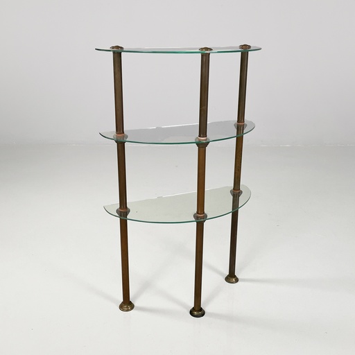 [2520006138] Consolle a tre piani in metallo e vetro, 1920 ca.