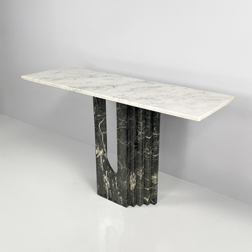 [2520006169] Consolle in marmo verde e bianco, 1980 ca.