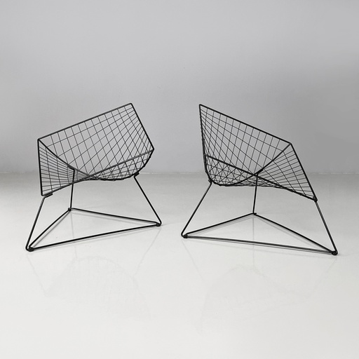 [2520006278] Poltrone in metallo nero, 1990 ca.