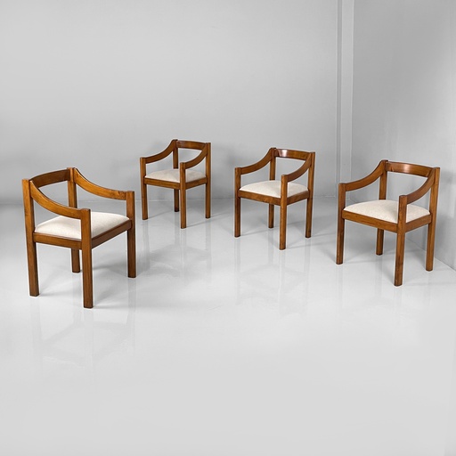 [2520006280] Sedie in legno e tessuto beige, 1970 ca.