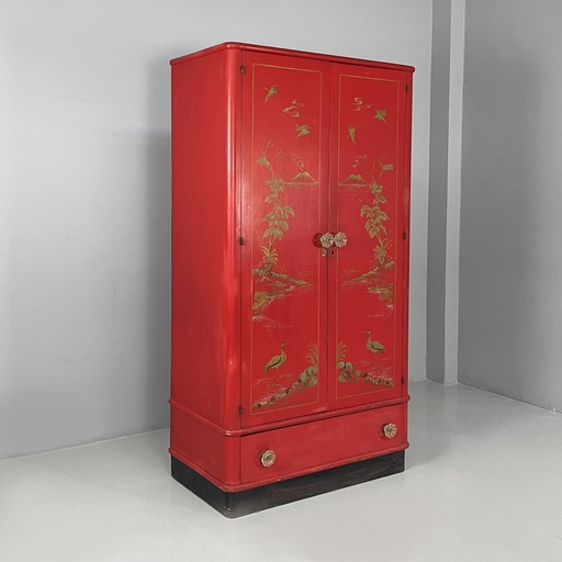 [2520006310] Armadio in legno con maniglie in vetro di Murano, 1930 ca.