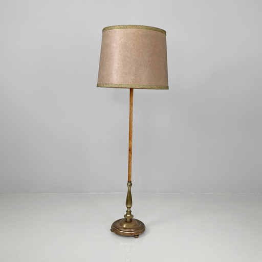 [2520006389] Lampada da terra in velluto e ottone, 1940 ca.