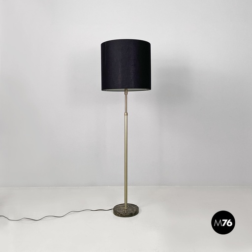 [2220001601] Lampada da terra con paralume in tessuto nero, 1960 ca.
