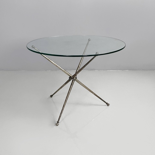 [2520006510] Tavolo da caffè in vetro e metallo brunito, 1960 ca.
