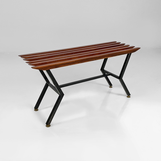 [2520006566] Panca in metallo e legno, 1950 ca.