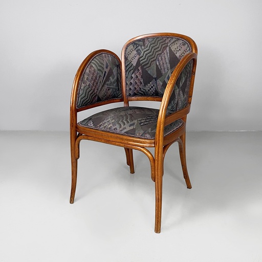 [2520006637] Sedia in legno e tessuto a fantasia, 1930 ca.