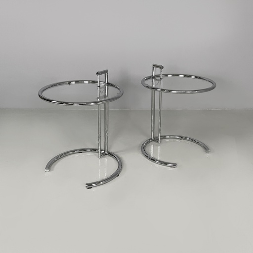 [2520006648] Tavoli da caffè in acciaio e vetro, 1980 ca.