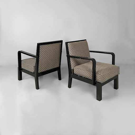 [2520006656] Poltrone in tessuto e legno, 1930 ca.