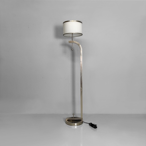 [2520006666] Lampada da terra in acciaio e vetro, 1940 ca.