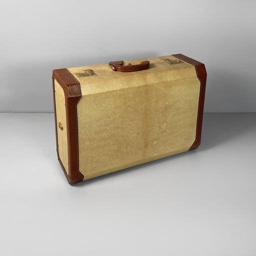 [2520006716] Valigia in pelle beige e marrone, 1960 ca.