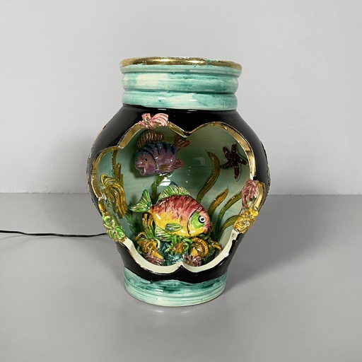 [2520006718] Lampada da tavolo in ceramica smaltata, 1950 ca.