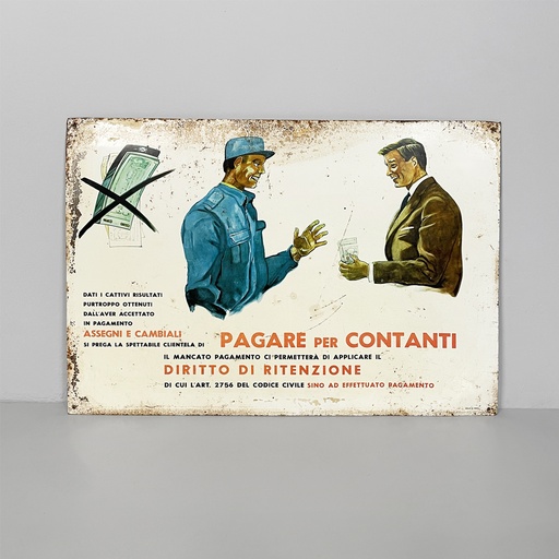 [2520006728] Insegna in metallo, 1950 ca.