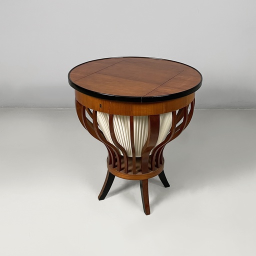 [2520006930] Tavolo da caffè in legno con vano interno in tessuto, 1930 ca.