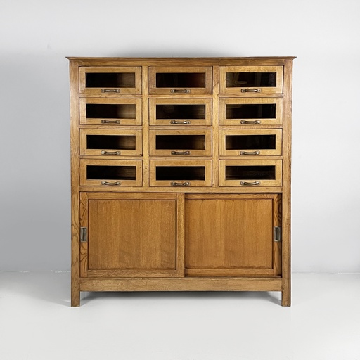 [2520006974] Sideboard con cassetti in legno e vetro, 1940 ca.