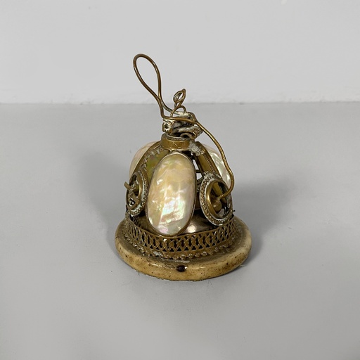 [2520007017] Campanella da hotel in madreperla e ottone, metà 1800 ca.