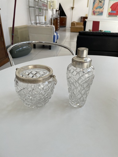 [2520007179] Set secchiello da ghiaccio e shaker in vetro,  1960 ca.