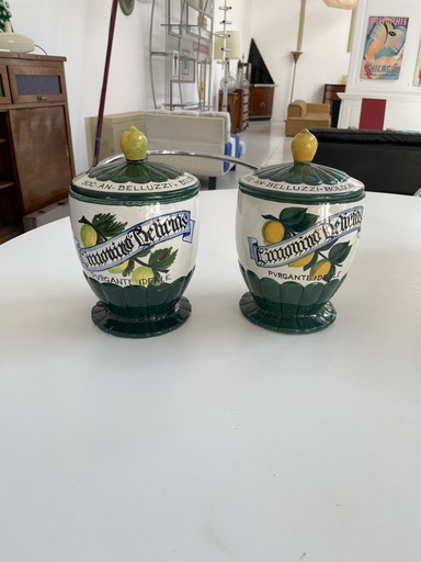 [2520007183] Vasi con coperchio in maiolica, inizio 1900 ca.