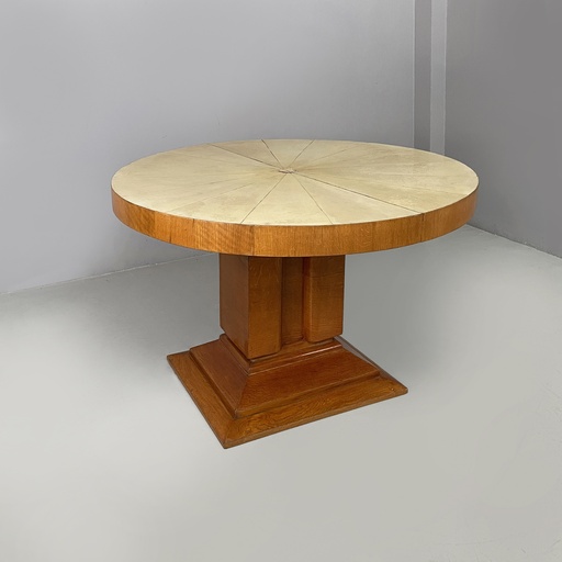 [2520007289] Tavolo da pranzo in legno e pergamena, 1930 ca.