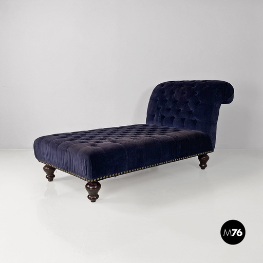 [2220001750] Chaise longue in velluto blu, 1980 ca. 