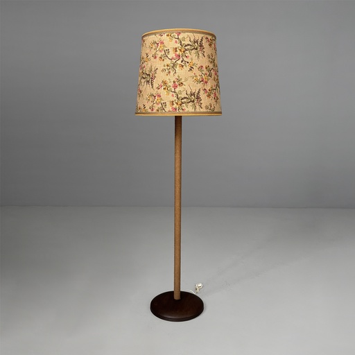 [2520007540] Lampada da terra in legno e tessuto, 1930 ca. 