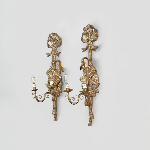 [2520007581] Applique in legno dorato, 1800 ca.