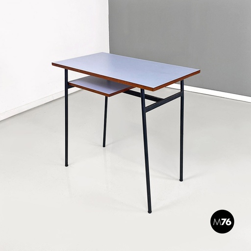 [2220000924] Scrivania con piano in formica azzurro, 1960 ca. 