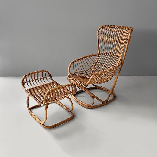 [2520007672] Poltrona e pouf B4 di Tito Agnoli per Bonacina, 1950 ca.
