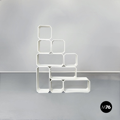 [2220000928] Libreria modulare in legno bianco, 1970 ca. 