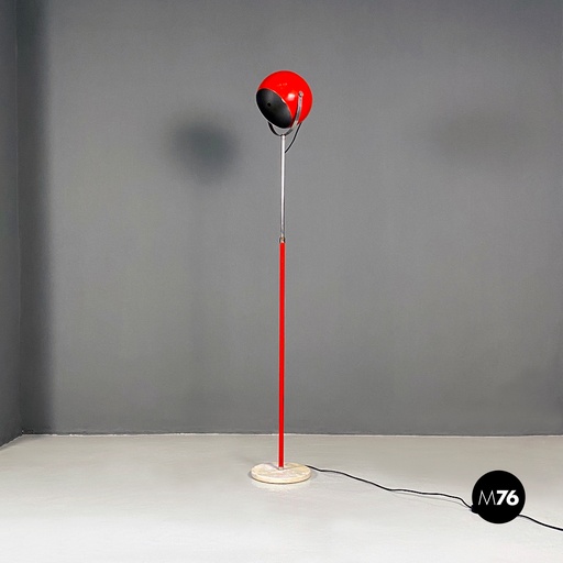 [2220002264] Lampada da terra in metallo rosso,  1970 ca.