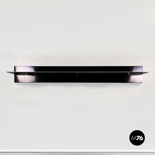 [2220002340] Mensola in legno nero e acciaio, 1980 ca.