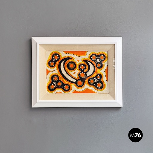 [2220002378] Quadro astratto arancio e blu,  1970 ca.