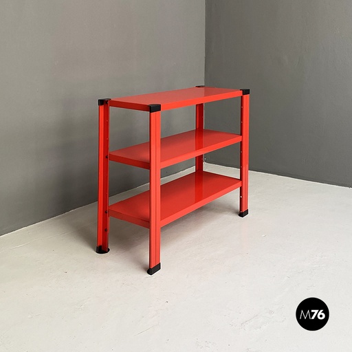[2220002490] Libreria in metallo rosso,  1990 ca.