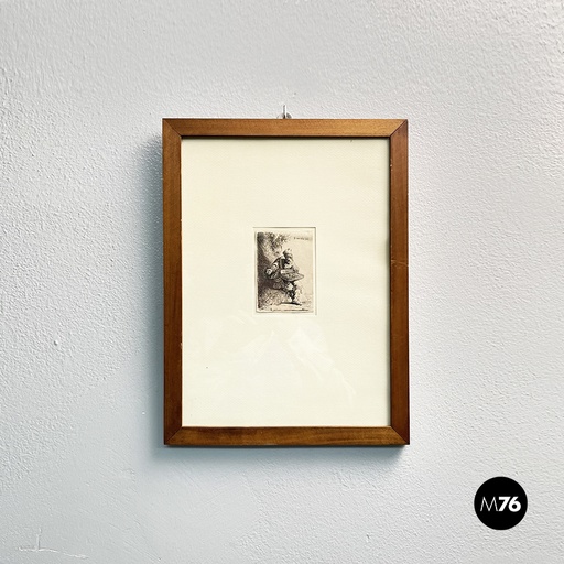 [2220002992] Quadro con incisione e cornice in legno, 1800 ca.